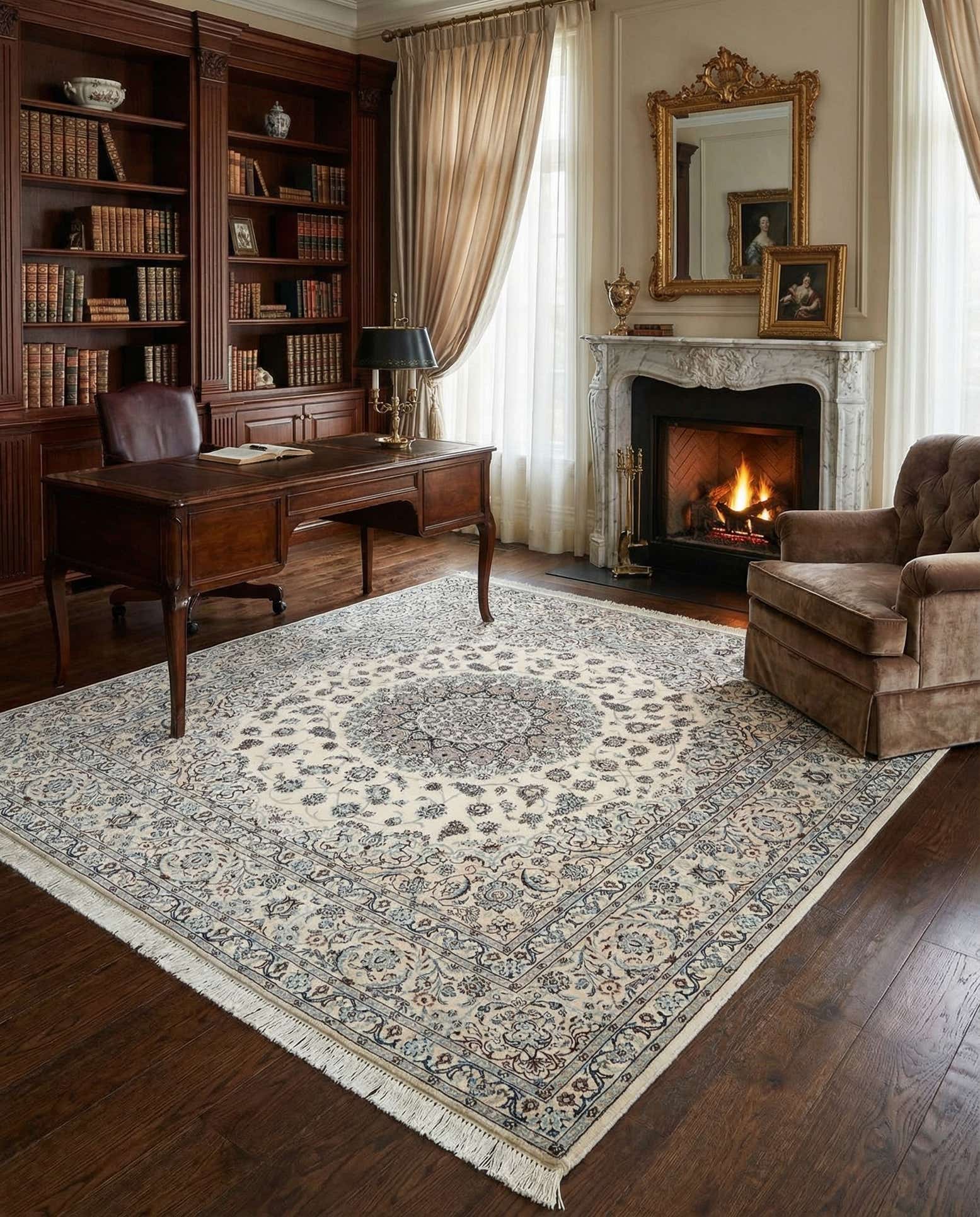 6' 8 x 6' 11 Hand Knotted Nain Rug