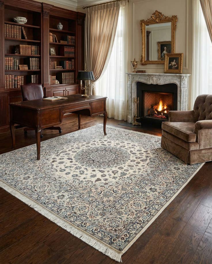 Detail image of 6' 8 x 6' 11 Hand Knotted Nain Rug