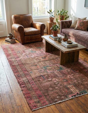 4' x 7' 1 Hand Knotted Ultra Vintage Persian Wool Rug