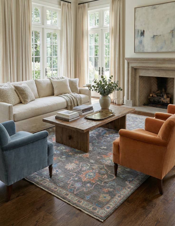 Detail image of 8' 1 x 10'  Hand Knotted Oushak Wool Rug