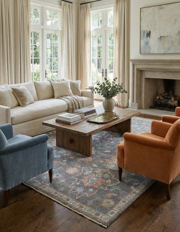 8' 1 x 10' Hand Knotted Oushak Wool Rug
