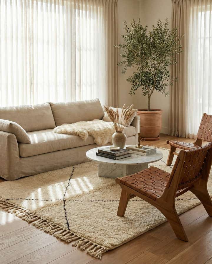 7' 1 x 9' 6 Hand Knotted Moroccan Wool Rug