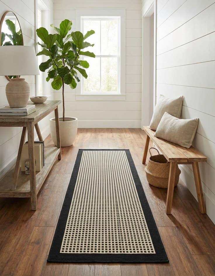 Detail image of 2' x 6'  Washable Border Indoor / Outdoor Runner Rug