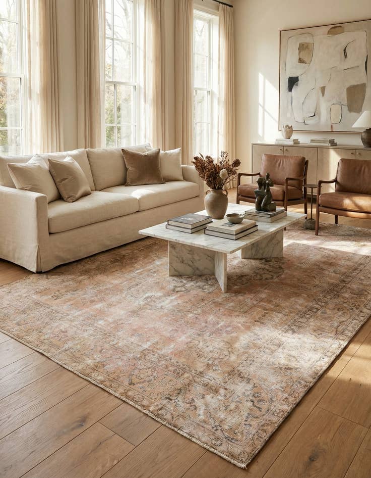 Detail image of  7' 10 x 11'  Hand Knotted Ultra Vintage Persian Wool Rug