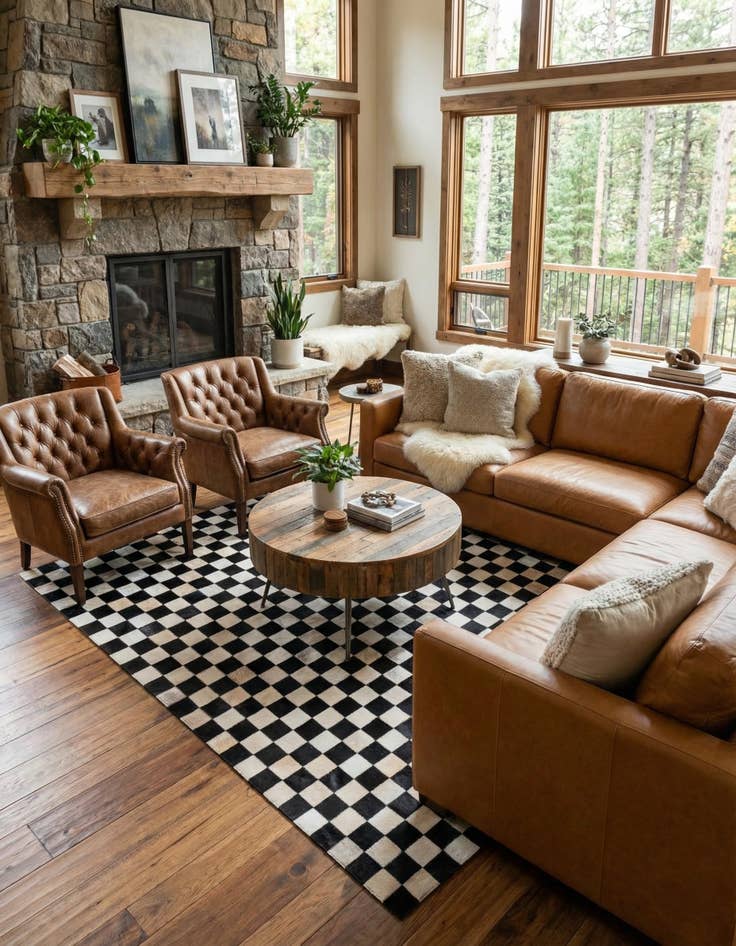 Detail image of 5' x 8' Cowhide Leather Rug