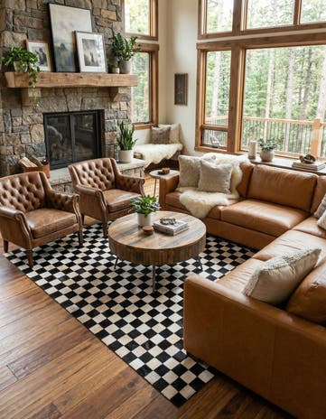 5' x 8' Cowhide Leather Rug