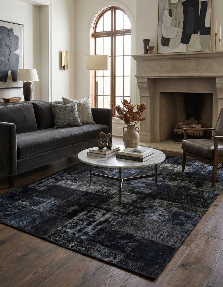 Detail image of 5' 8 x 8'  Hand Knotted Ultra Vintage Persian Wool Rug