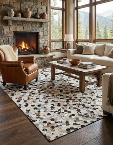 5' 2 x 8' Cowhide Leather Rug