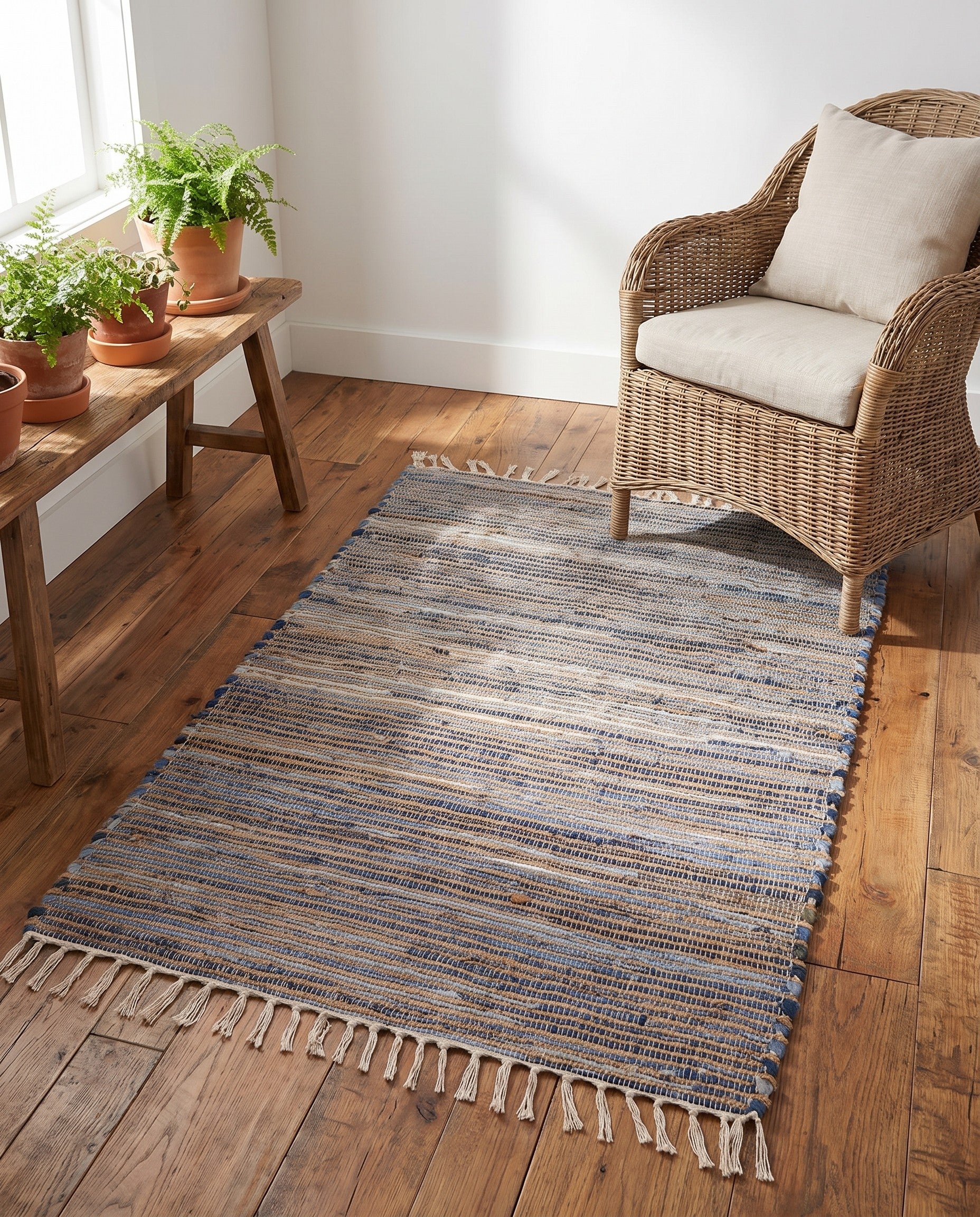 3' 3 x 5' 1 Hand Woven Chindi Jute Rug