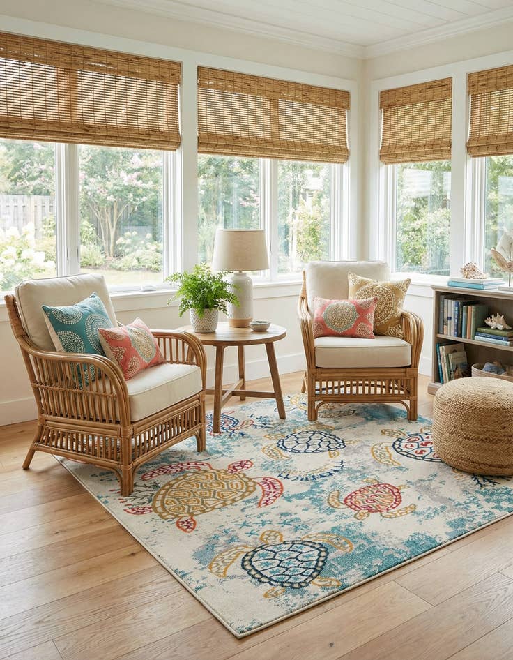 Detail image of 7' 10 x 7' 10  Washable Capri Square Rug