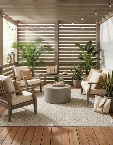 Khaki Easy-Clean Safari Indoor / Outdoor Rug