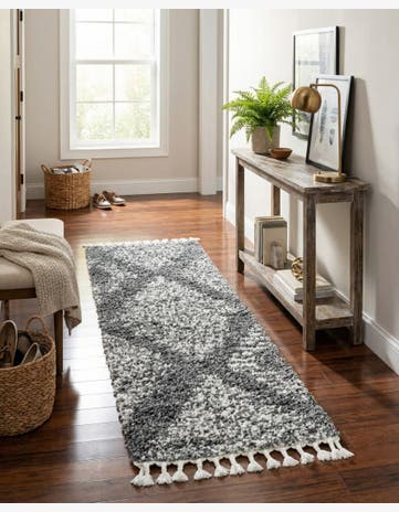 Gray Serenity Shag Runner Rug