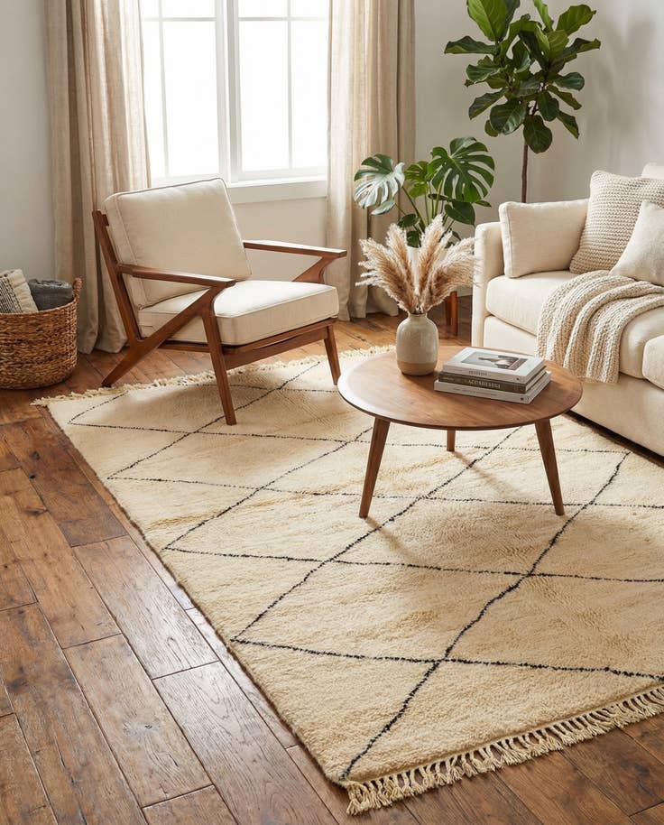 Detail image of 5' 3 x 8' 2 Hand Knotted Moroccan Wool Rug