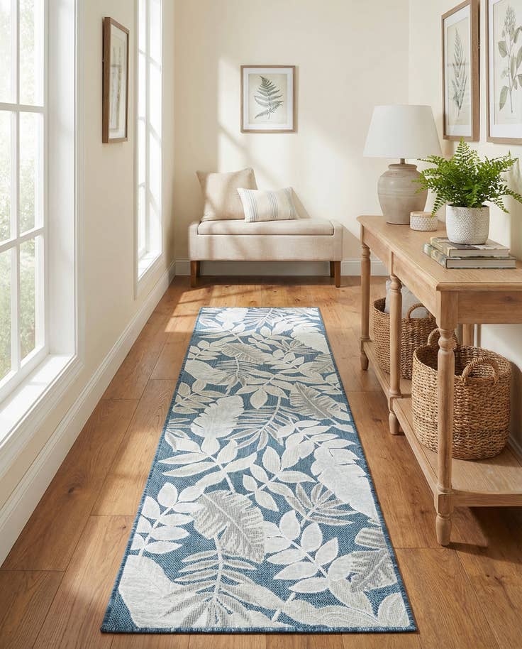 Detail image of 2' 2 x 8' Easy-Clean Botanical Indoor / Outdoor Runner Rug
