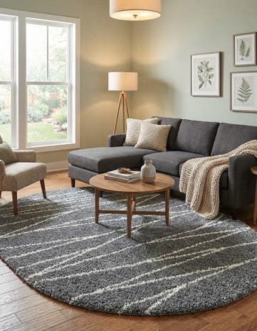 Gray Serenity Shag Oval Rug