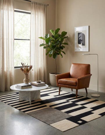 4' 9 x 6' 9 Hand Woven Kilim Modern Wool Rug
