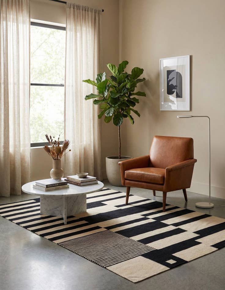 Detail image of 4' 9 x 6' 9  Hand Woven Kilim Modern Wool Rug