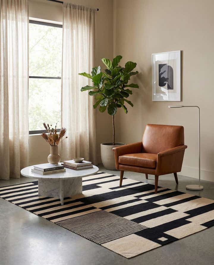 4' 9 x 6' 9 Hand Woven Kilim Modern Wool Rug