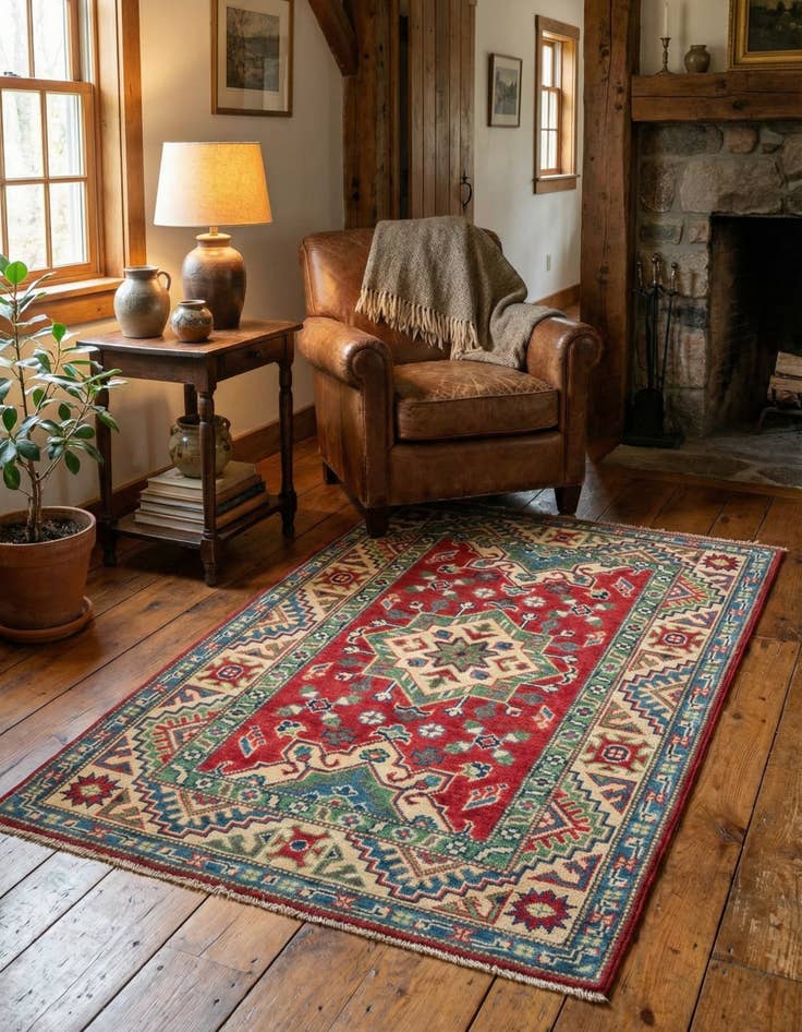 Detail image of 2' 8 x 4'  Hand Knotted Kazak Rug