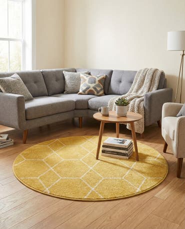  4' x 4' Lattice Frieze Round Rug