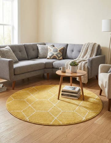4' x 4' Lattice Frieze Round Rug