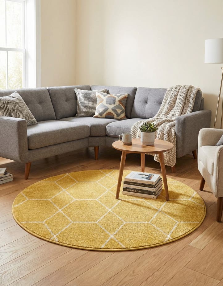 4' x 4' Lattice Frieze Round Rug