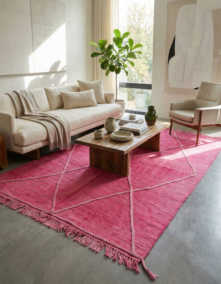 Detail image of 4' 11 x 7' 2 Hand Woven Kilim Modern Wool Rug