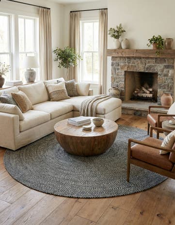 10' x 10' Handmade Tweed Braided Jute Round Rug