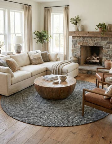 10' x 10' Handmade Tweed Braided Jute Round Rug