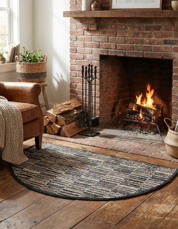 Blue Hand Woven Chindi Jute Hearth Rug