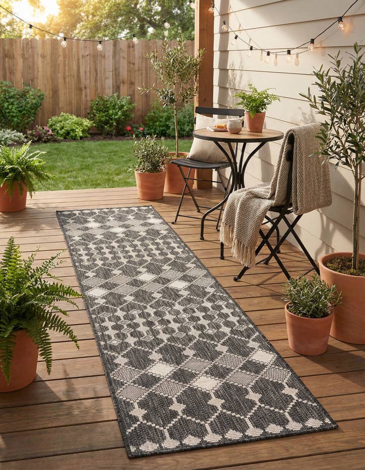 Detail image of 2' x 8'  Washable Trellis Indoor / Outdoor Runner Rug