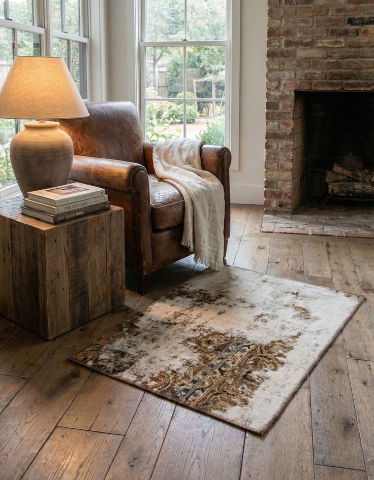 Detail image of 2' 10 x 3' 7  Hand Knotted Ultra Vintage Persian Wool Square Rug