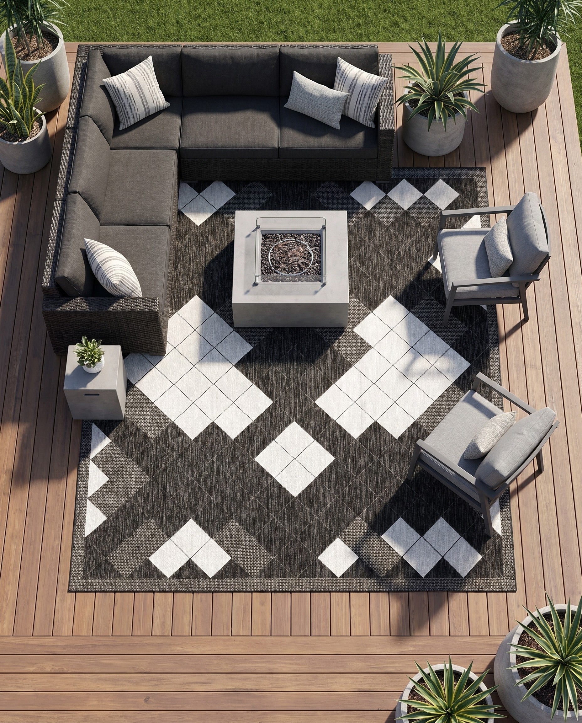 10' x 10' Easy-Clean Modern Indoor / Outdoor Square Rug