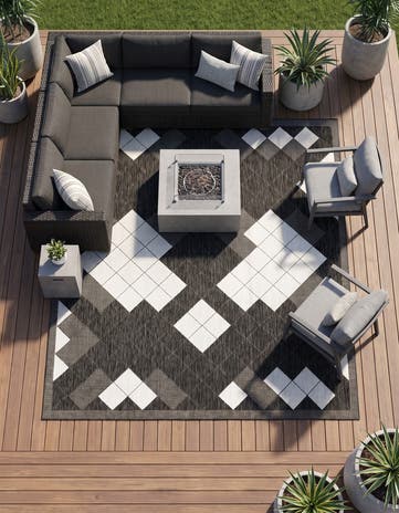 10' x 10' Easy-Clean Modern Indoor / Outdoor Square Rug