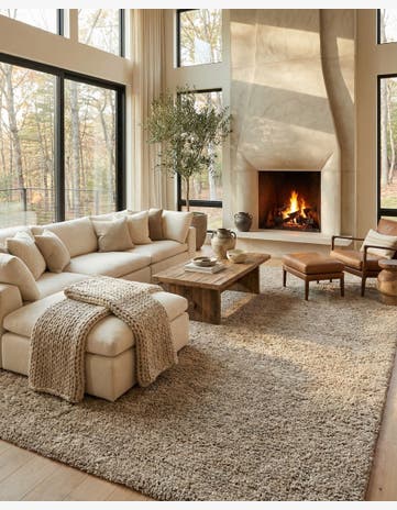 Taupe Hand Woven Haka Deluxe Shag Rug