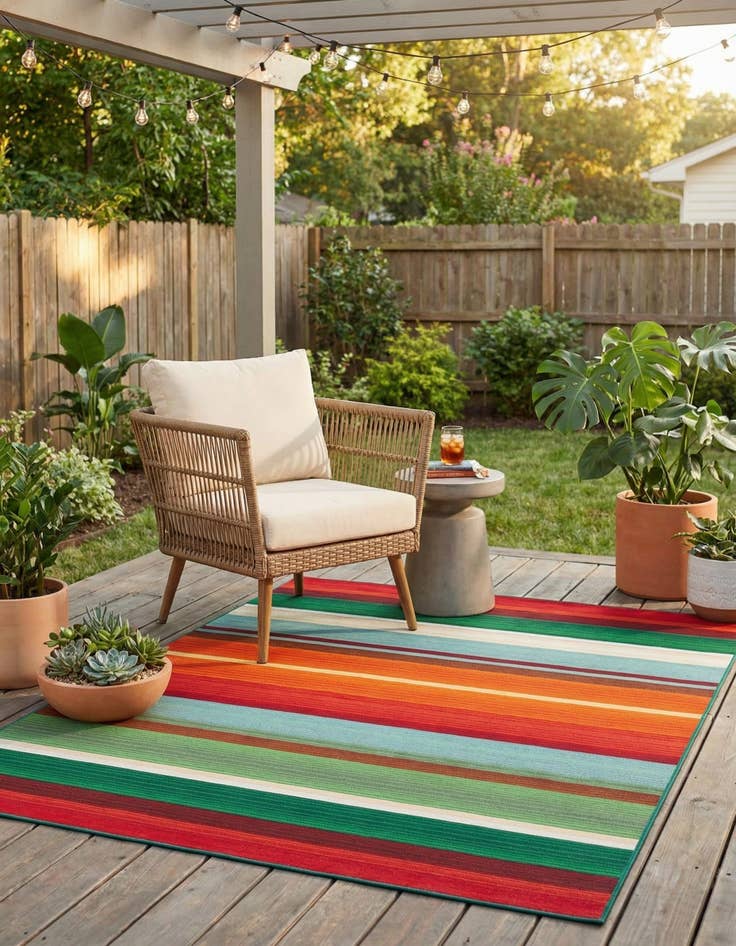 Detail image of 4' x 6'  Washable Modern Indoor / Outdoor Rug