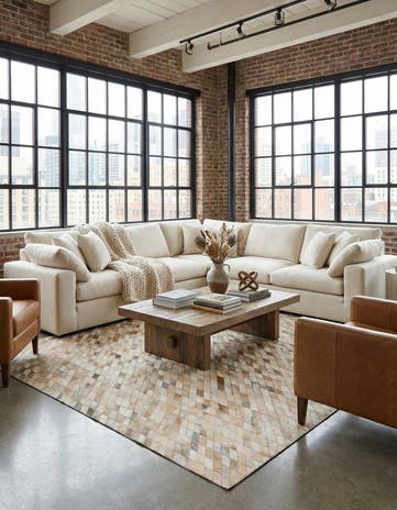 5' 2 x 8' Cowhide Leather Rug
