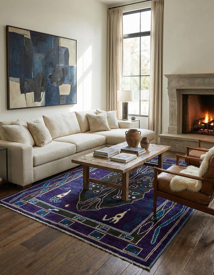 Detail image of 8' 1 x 10' 1  Hand Knotted Oushak Wool Rug