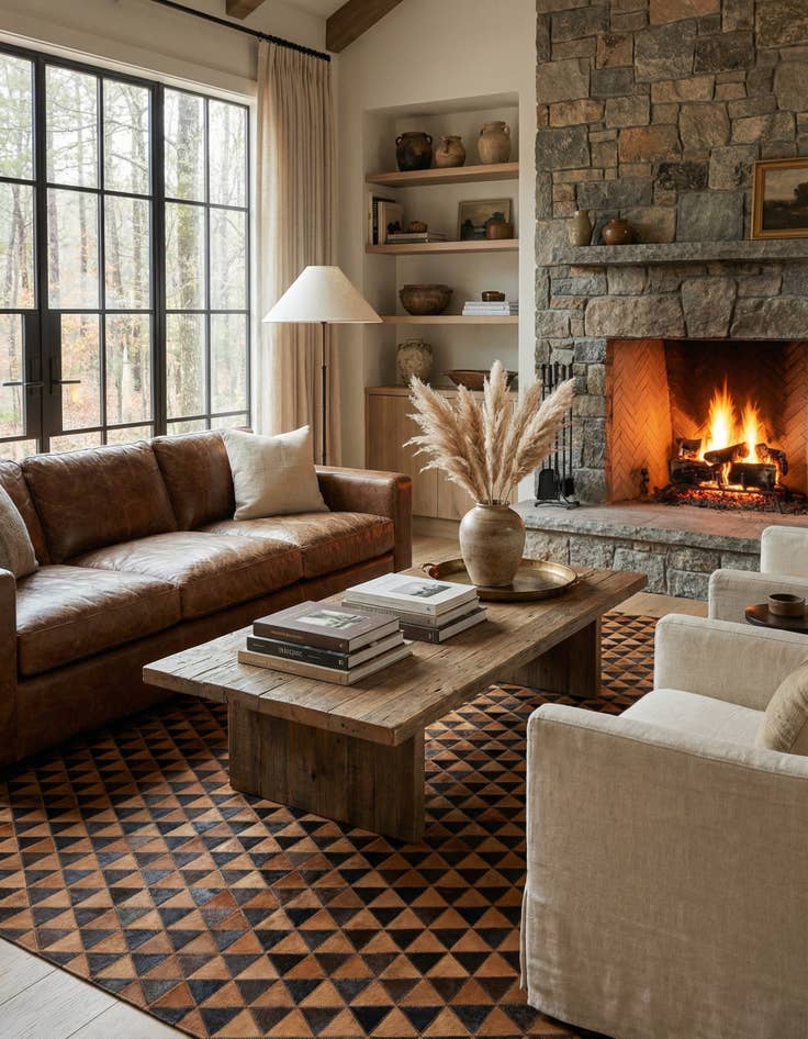 Detail image of 5' 2 x 8' 1 Cowhide Leather Rug