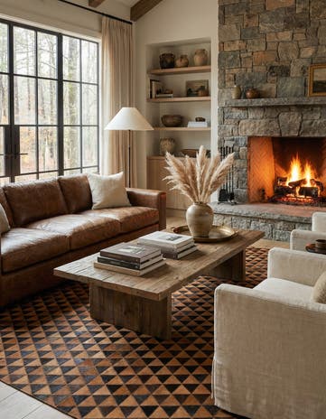 5' 2 x 8' 1 Cowhide Leather Rug