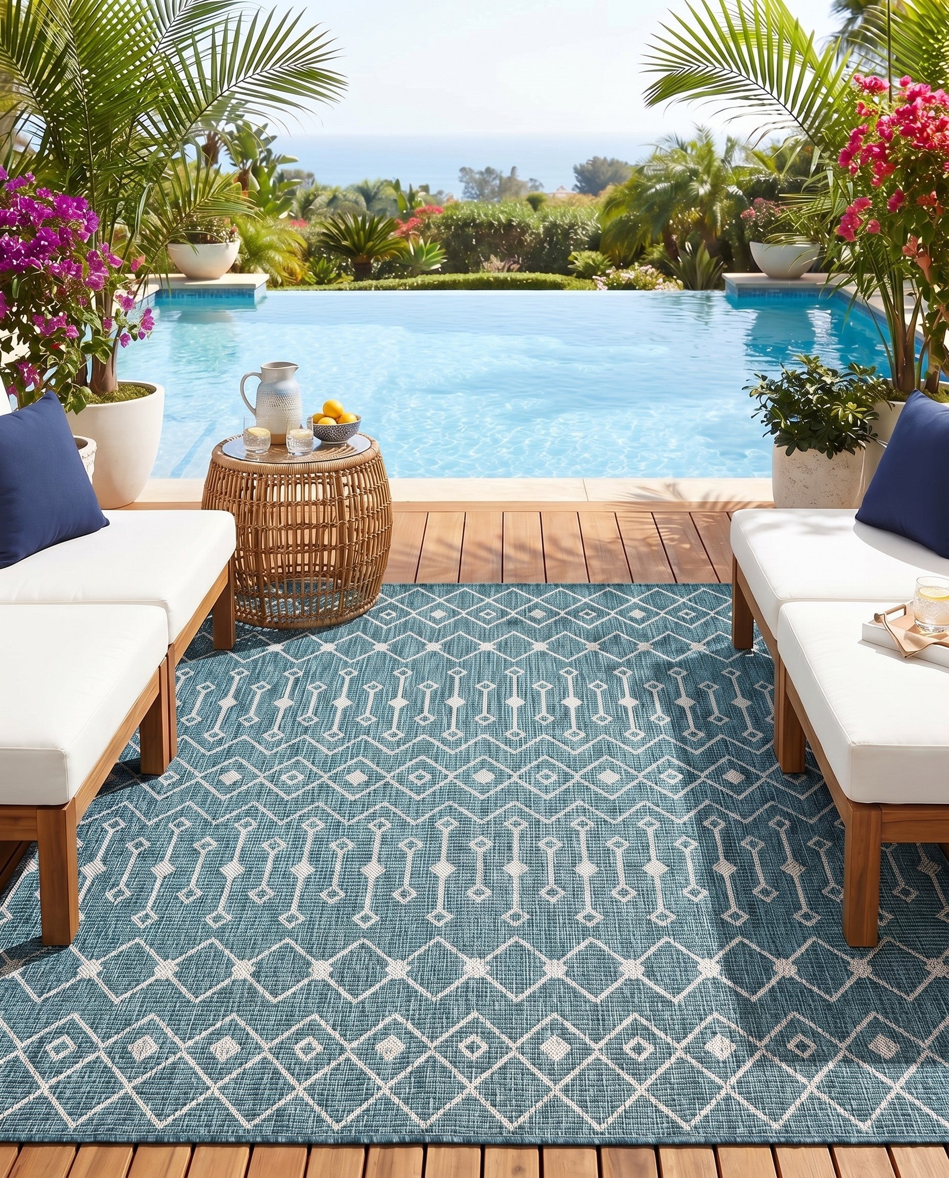 6' x 6' Easy-Clean Trellis Indoor / Outdoor Square Rug