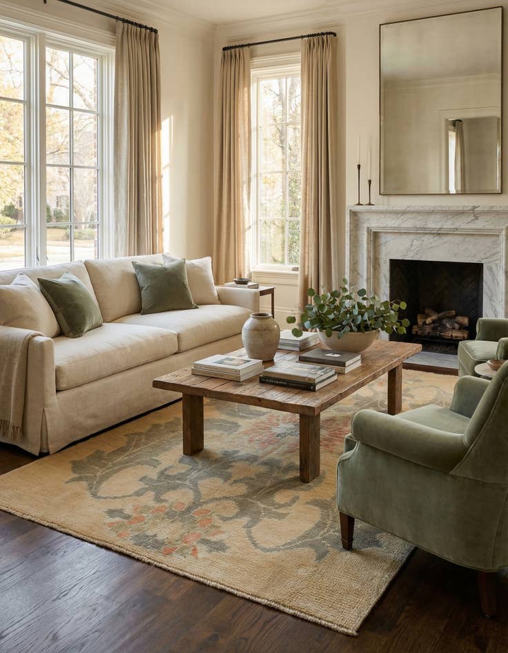 Detail image of 4' 3 x 6' 8  Hand Knotted Oushak Wool Rug