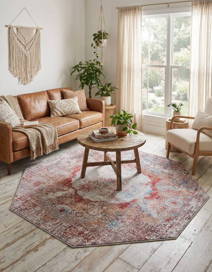 Detail image of  5' x 5'  Washable Yara Octagon Rug