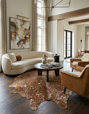 6' 7 x 7' 3 Cowhide Leather Freeform Rug