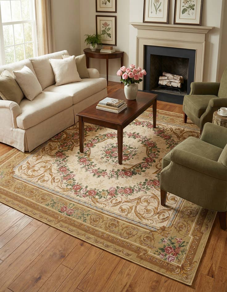 Detail image of  7' 10 x 7' 10  Washable Traditional Indoor / Outdoor Square Rug