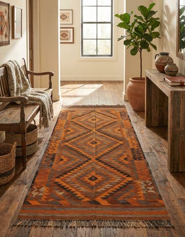 4' 8 x 10' 3 Hand Woven Kilim Fars Wool Runner Rug