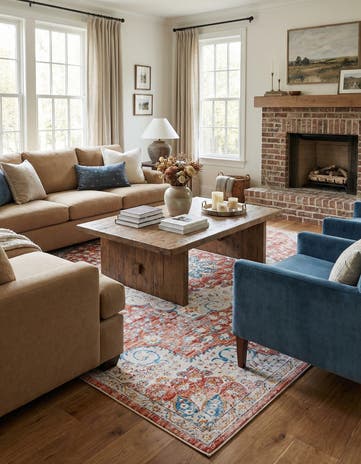 Red Newport Square Rug