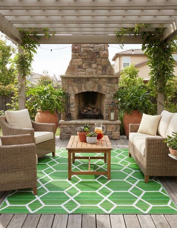 Green Easy-Clean Vista Breeze Indoor / Outdoor Rug
