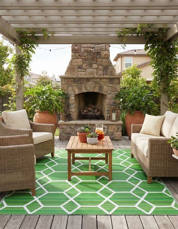 Green Easy-Clean Vista Breeze Indoor / Outdoor Rug