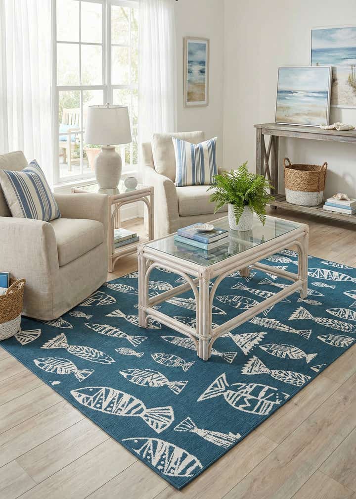6' x 9' Easy-Clean Coastal Indoor / Outdoor Rug